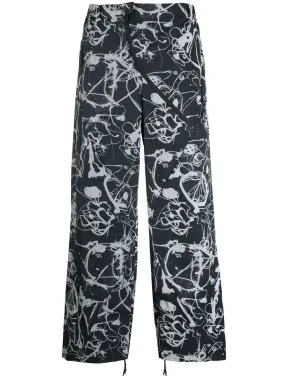 Abstract-Print Straight-Leg Trousers