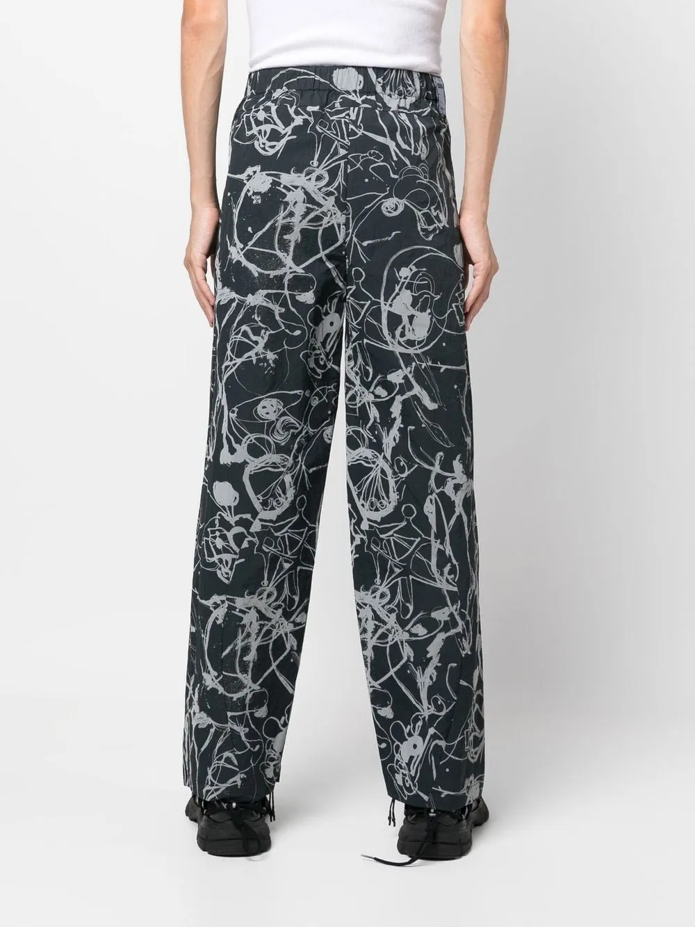 Abstract-Print Straight-Leg Trousers