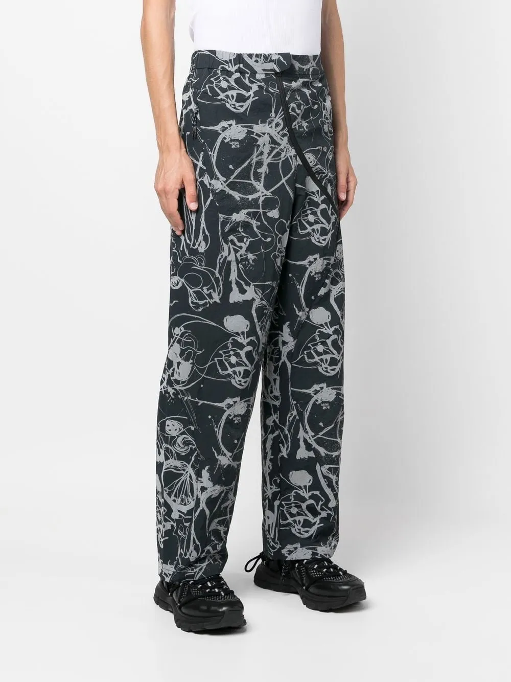 Abstract-Print Straight-Leg Trousers