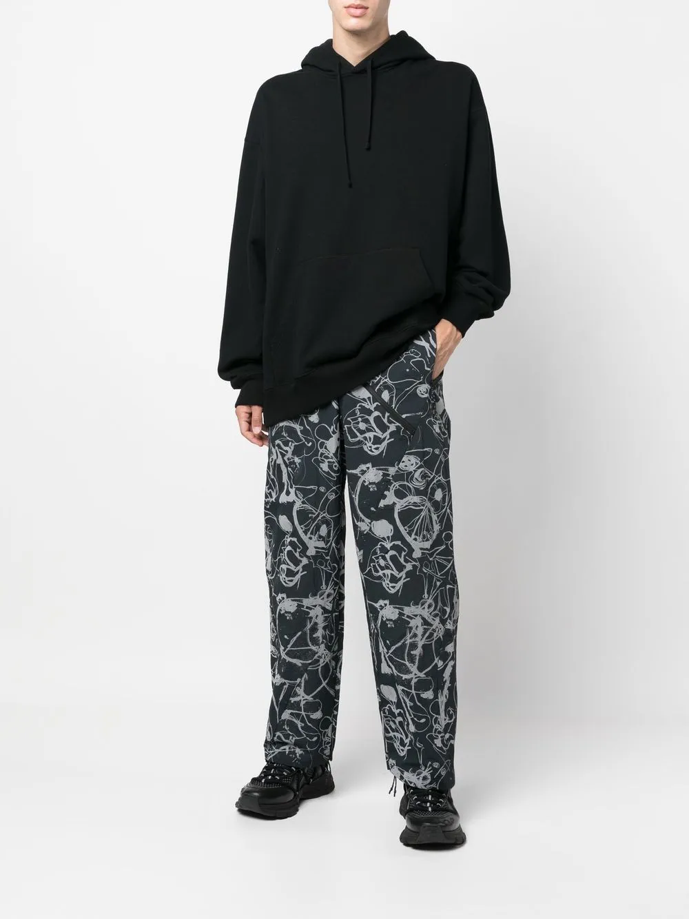 Abstract-Print Straight-Leg Trousers