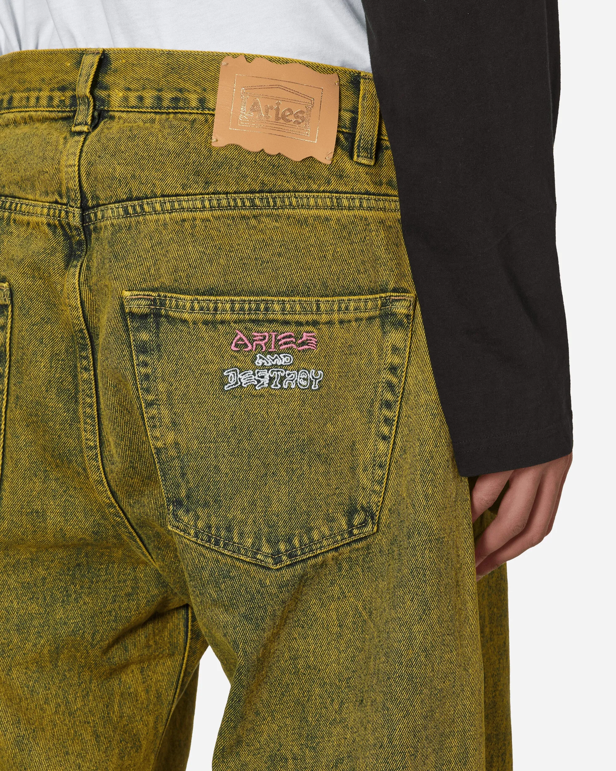 Acid Wash Batten Jeans Gold