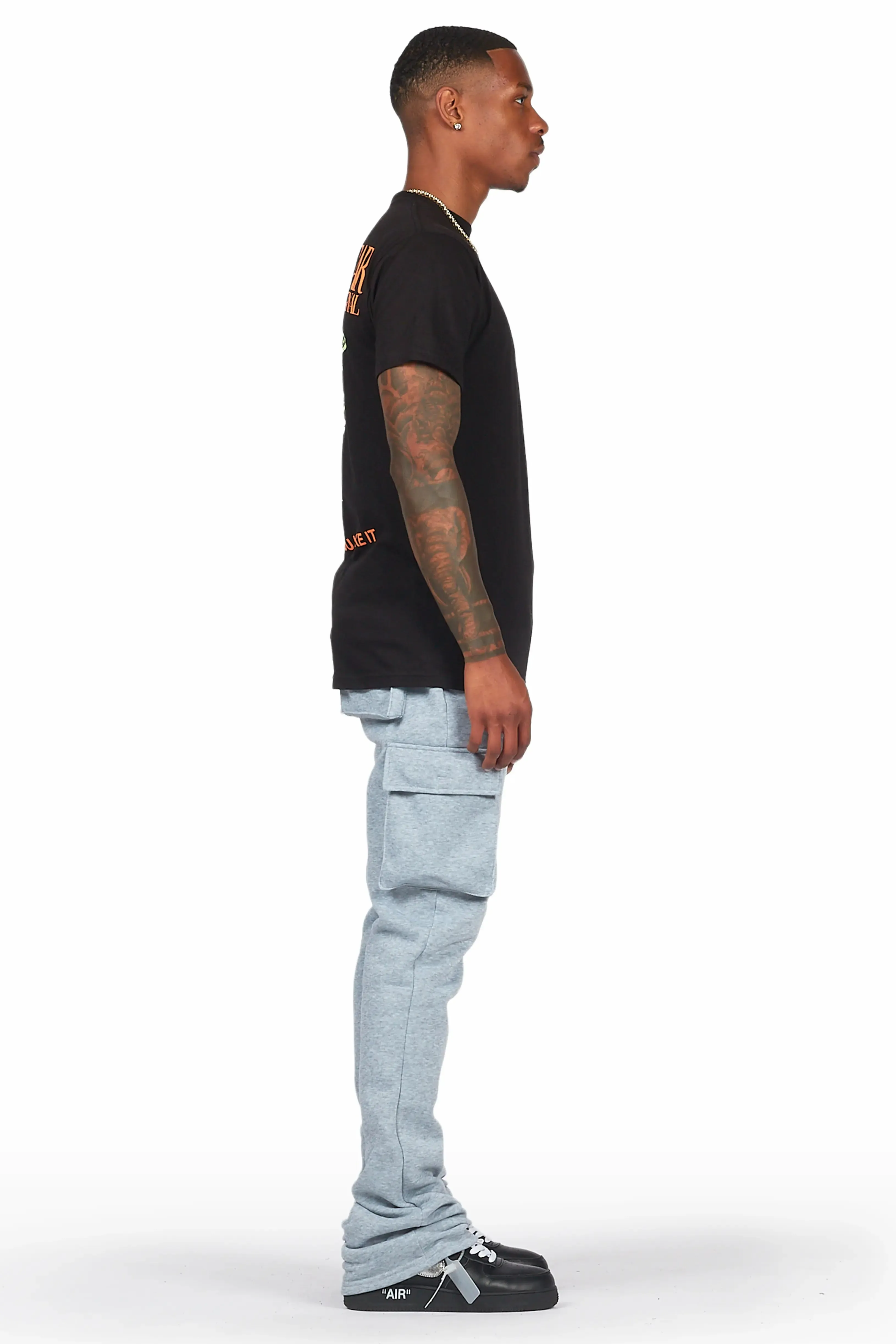 Alpine Heather Grey Stacked Flare Cargo Pant