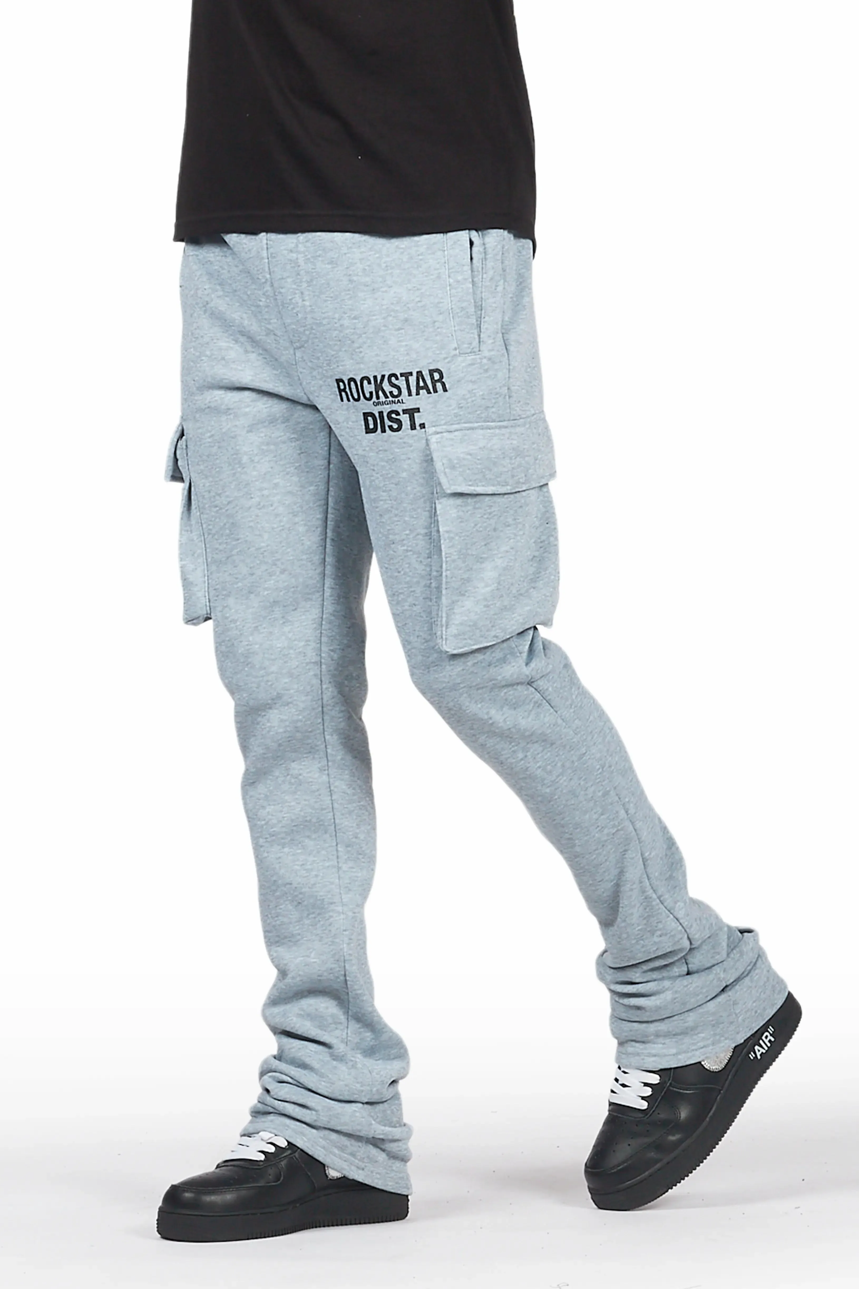 Alpine Heather Grey Stacked Flare Cargo Pant