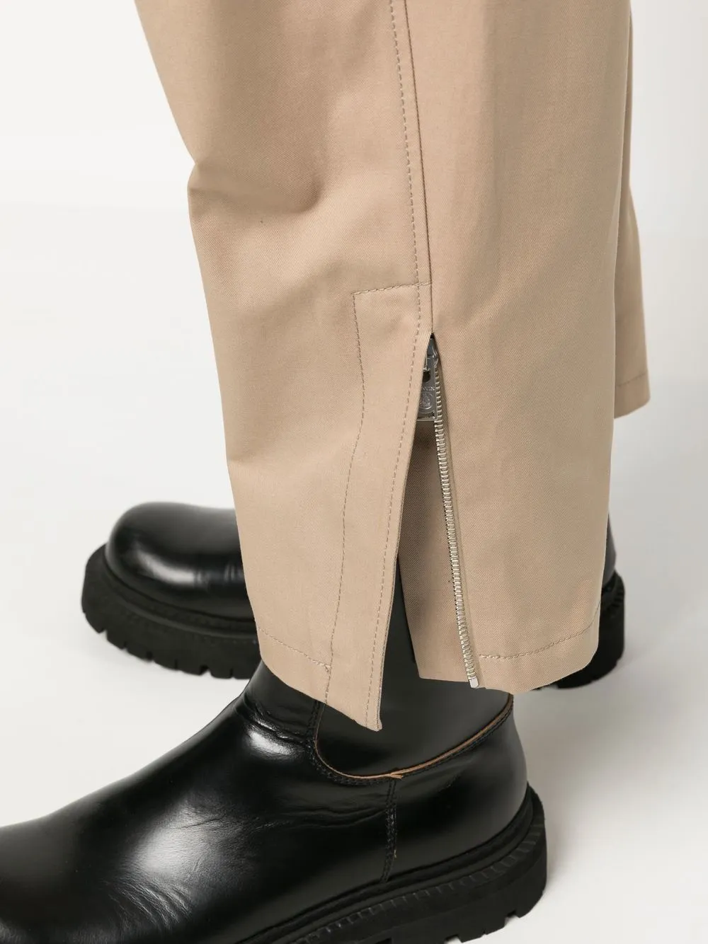 Ankle-Zip Straight-Leg Trousers