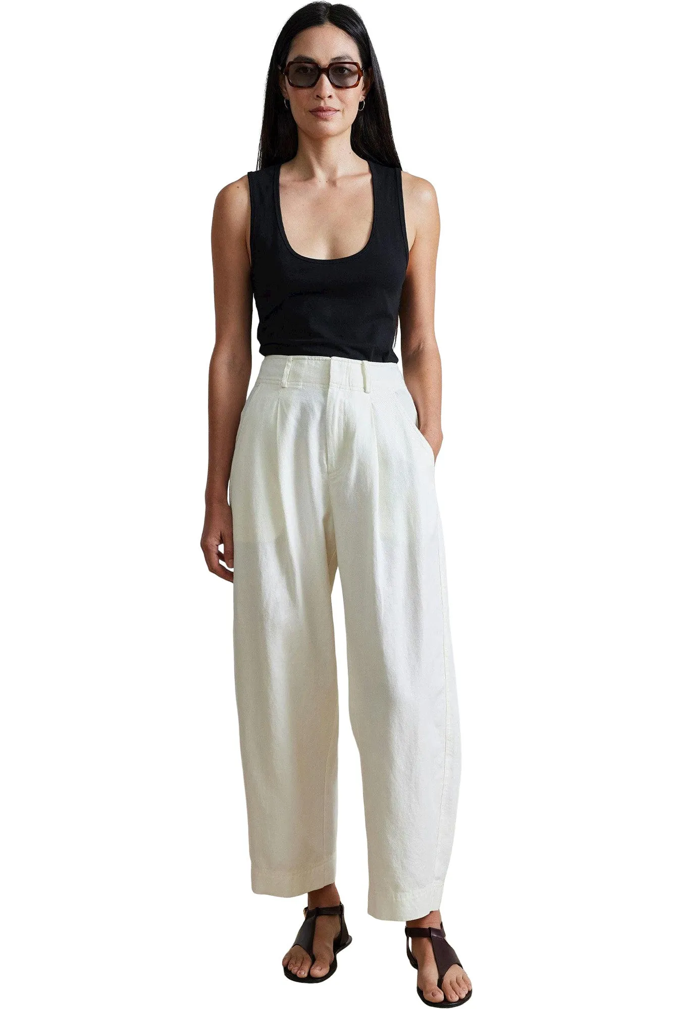 Apiece Apart Bari Crop Trousers in Cream