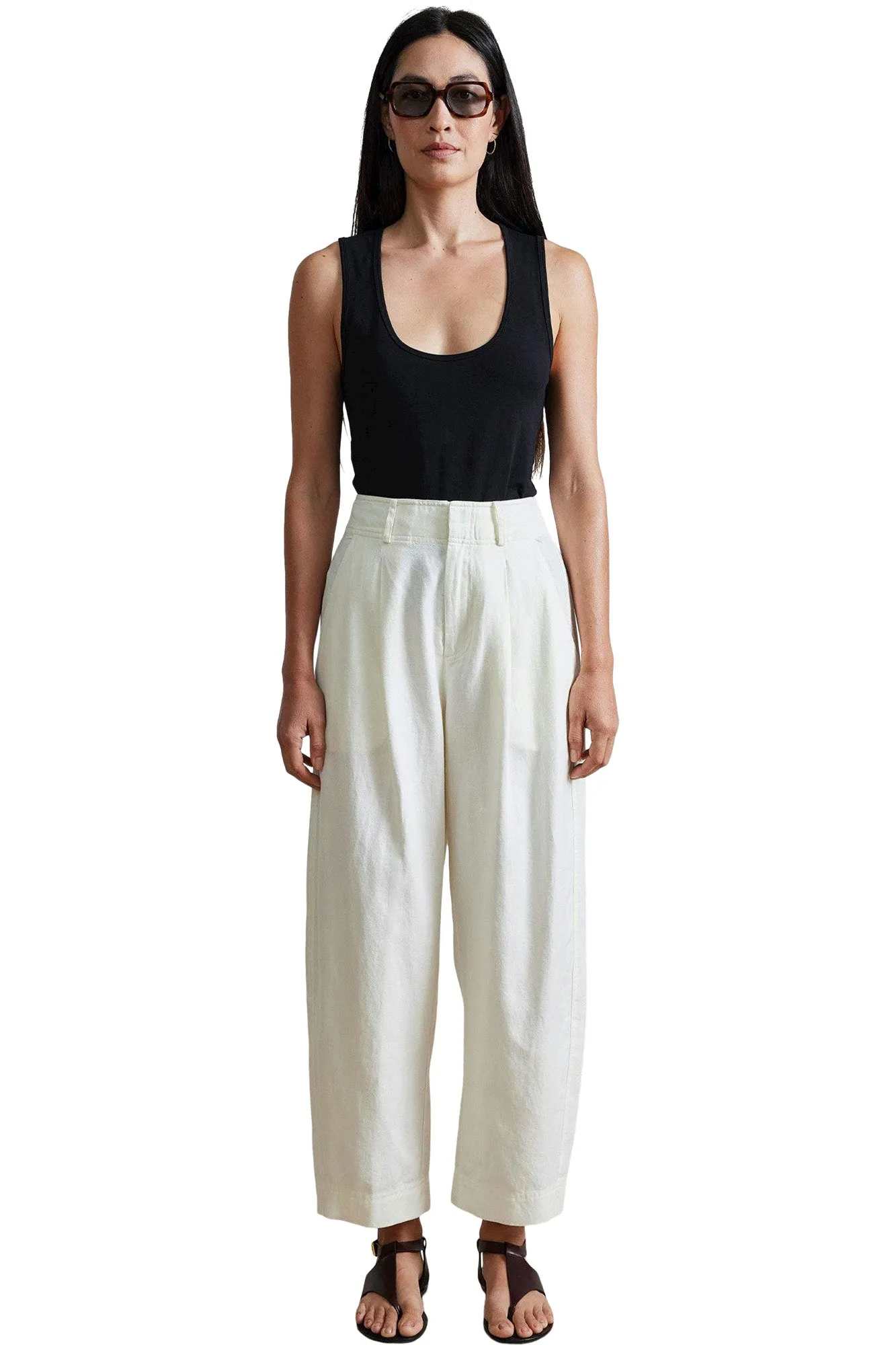 Apiece Apart Bari Crop Trousers in Cream