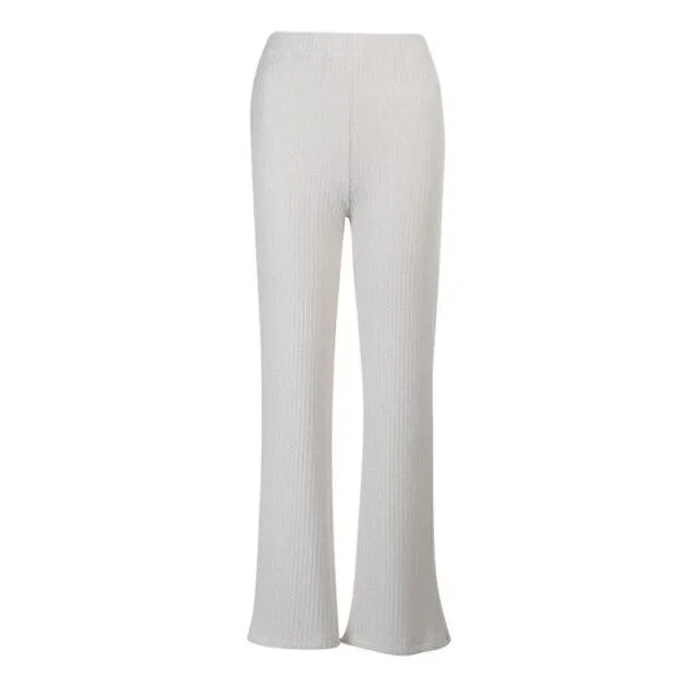 Autumn Casual Women's Woolen High Waist Elastic Loose Wide-leg Pants Trousers