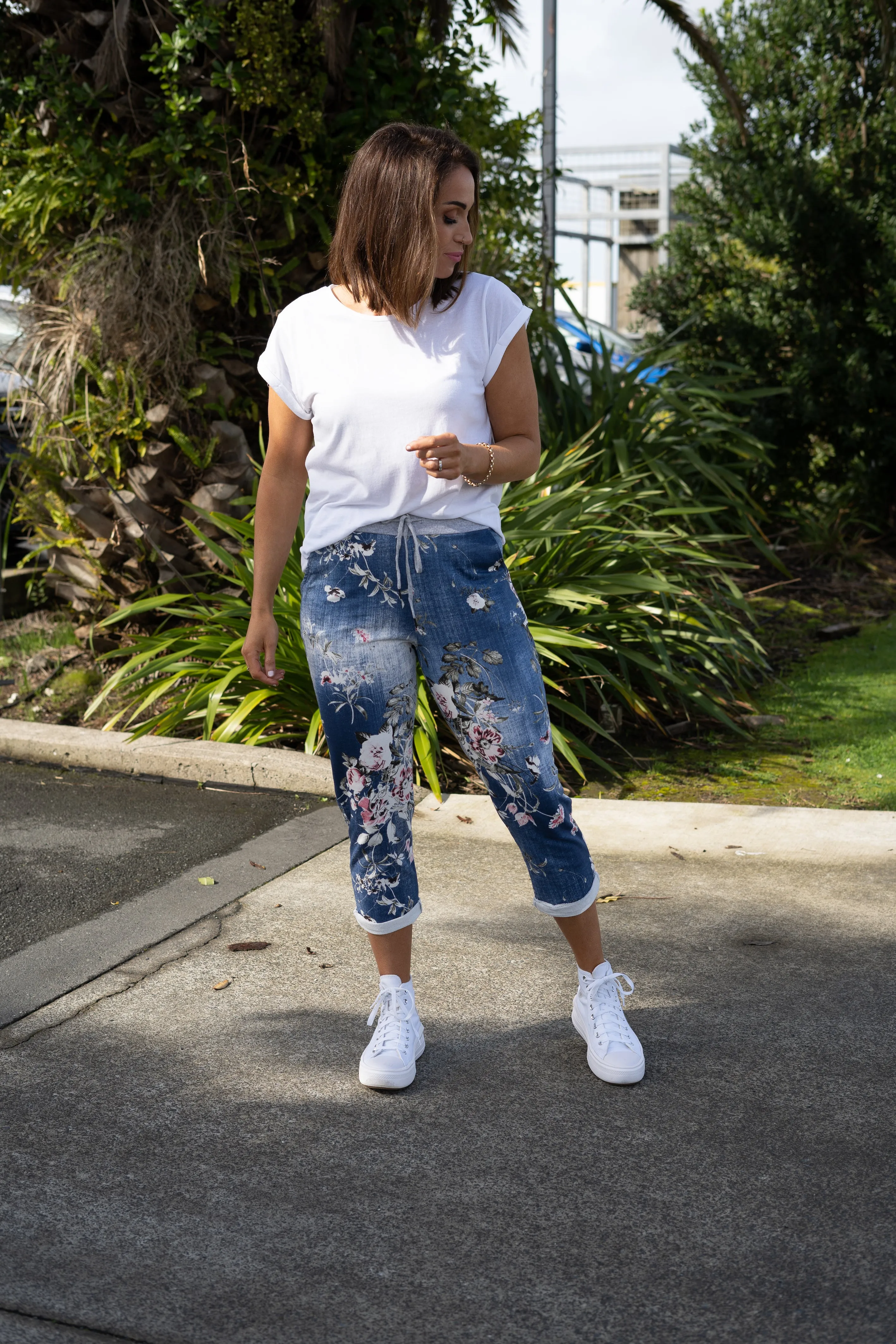 Beau Denver Floral Dark Blue Trousers