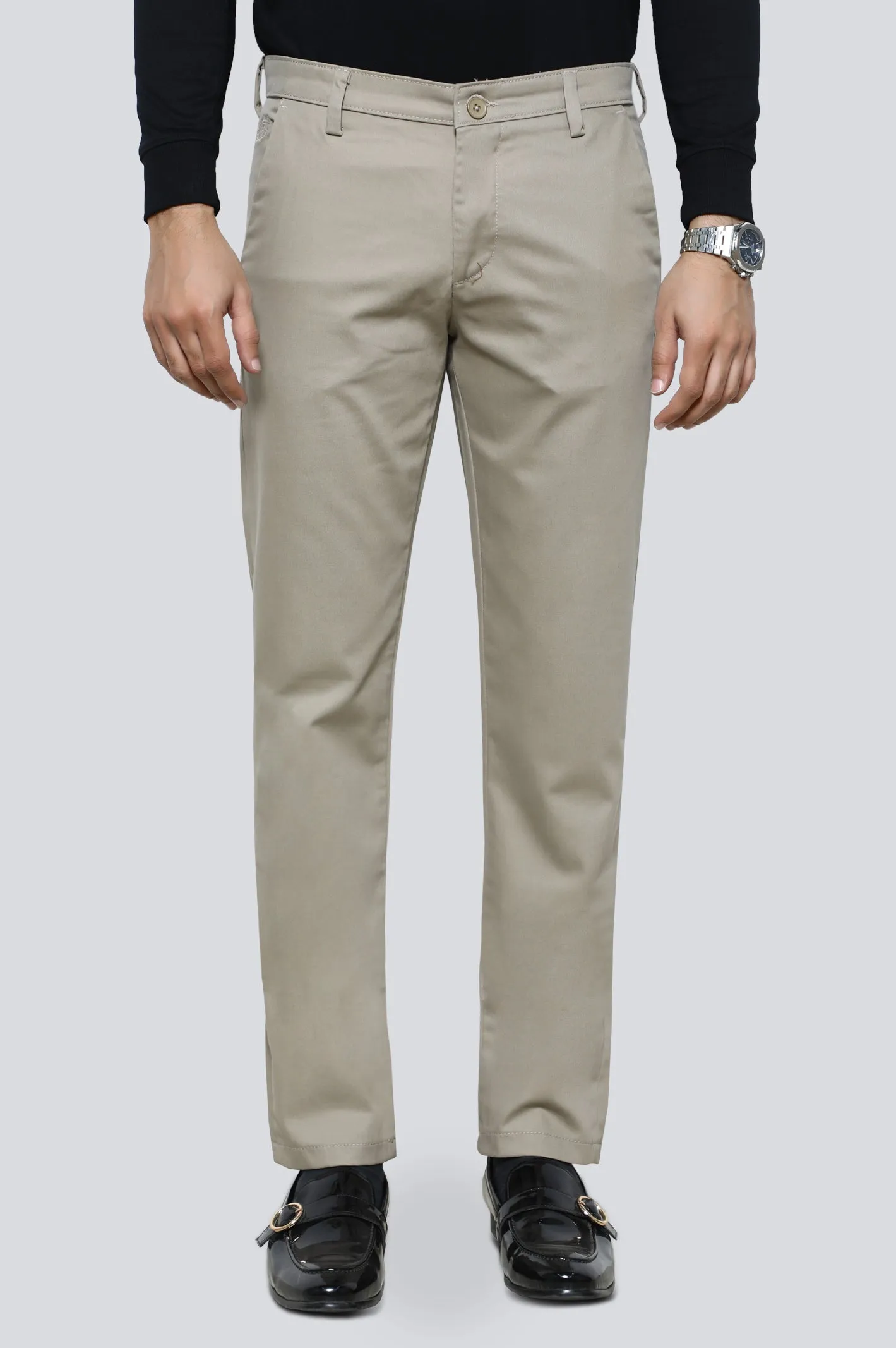 Beige Smart Fit Cotton Chino