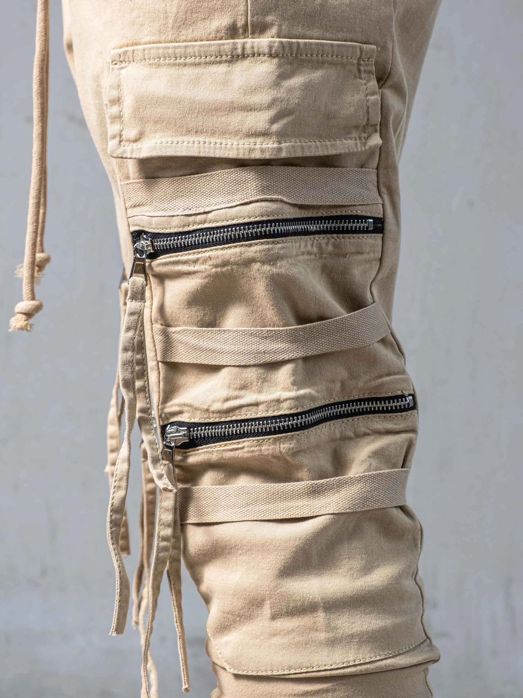 Beige Swish Cargo Pants