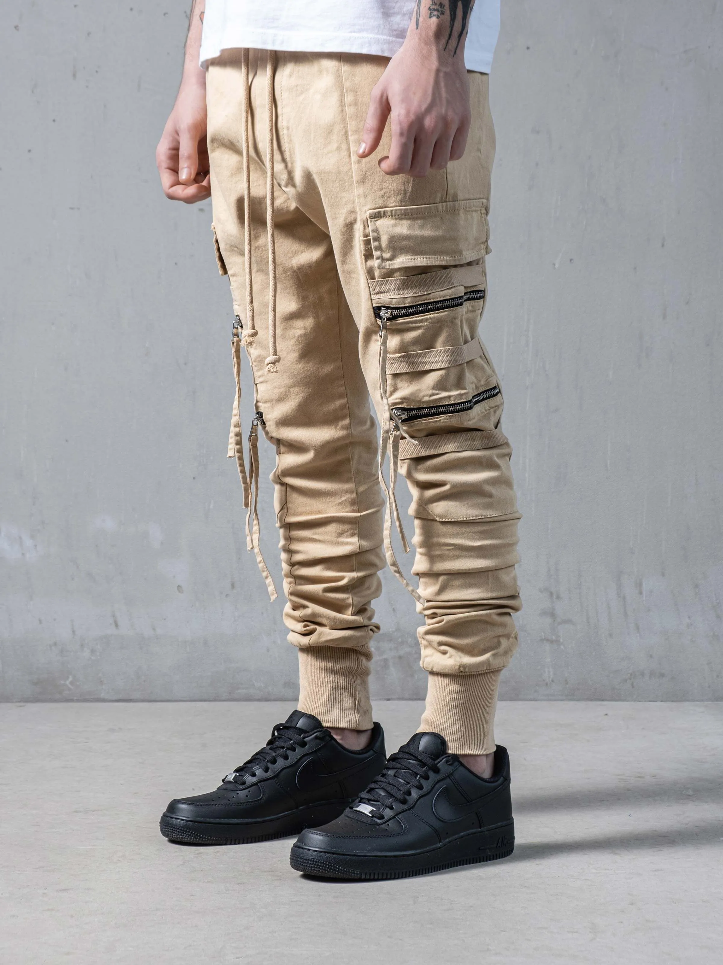 Beige Swish Cargo Pants