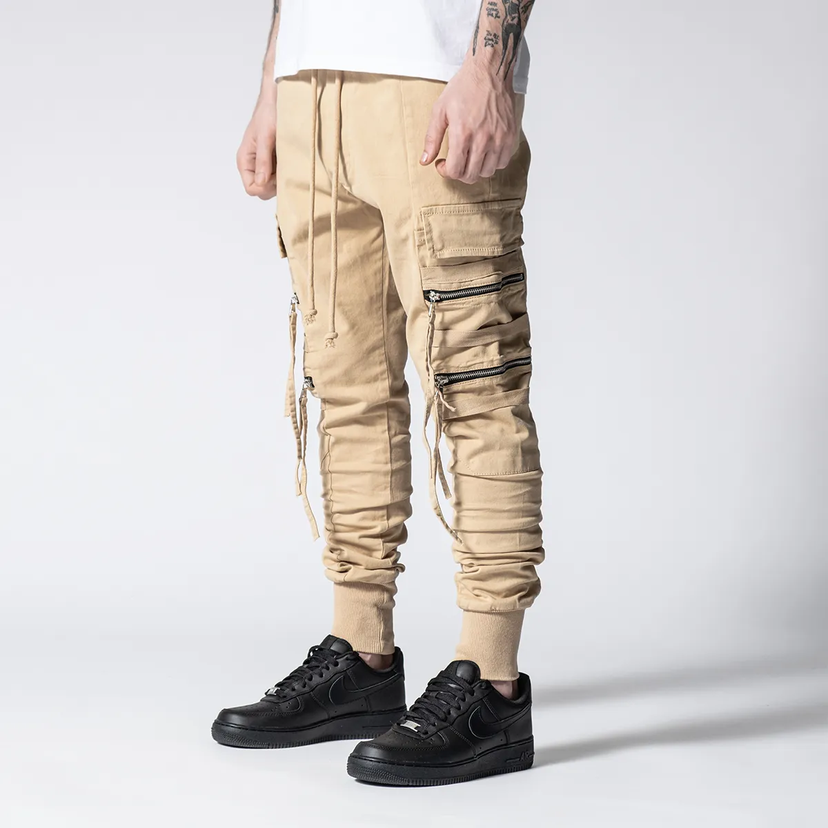 Beige Swish Cargo Pants