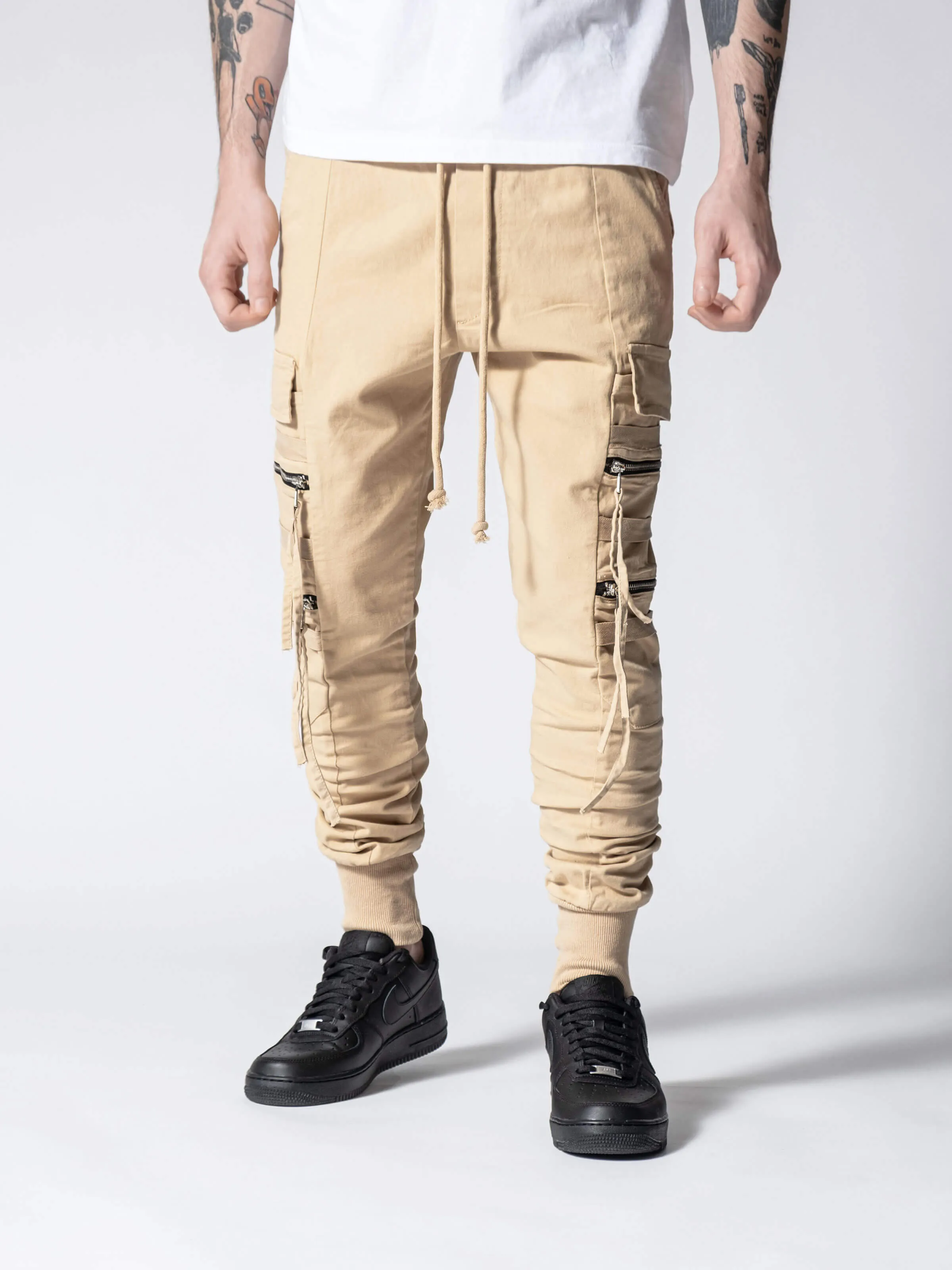 Beige Swish Cargo Pants