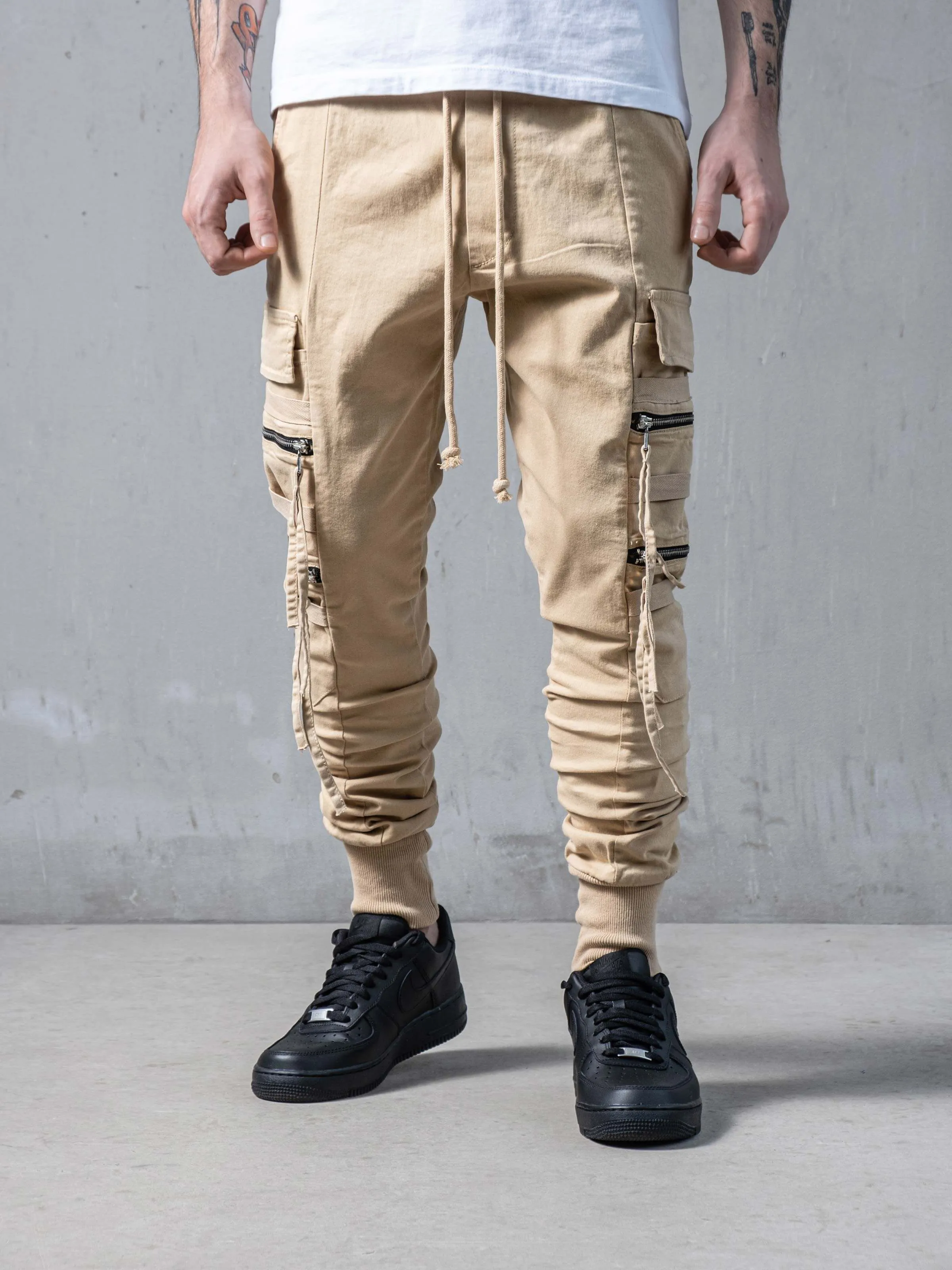 Beige Swish Cargo Pants