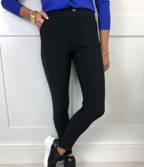 Black Ponte Stretch Trousers