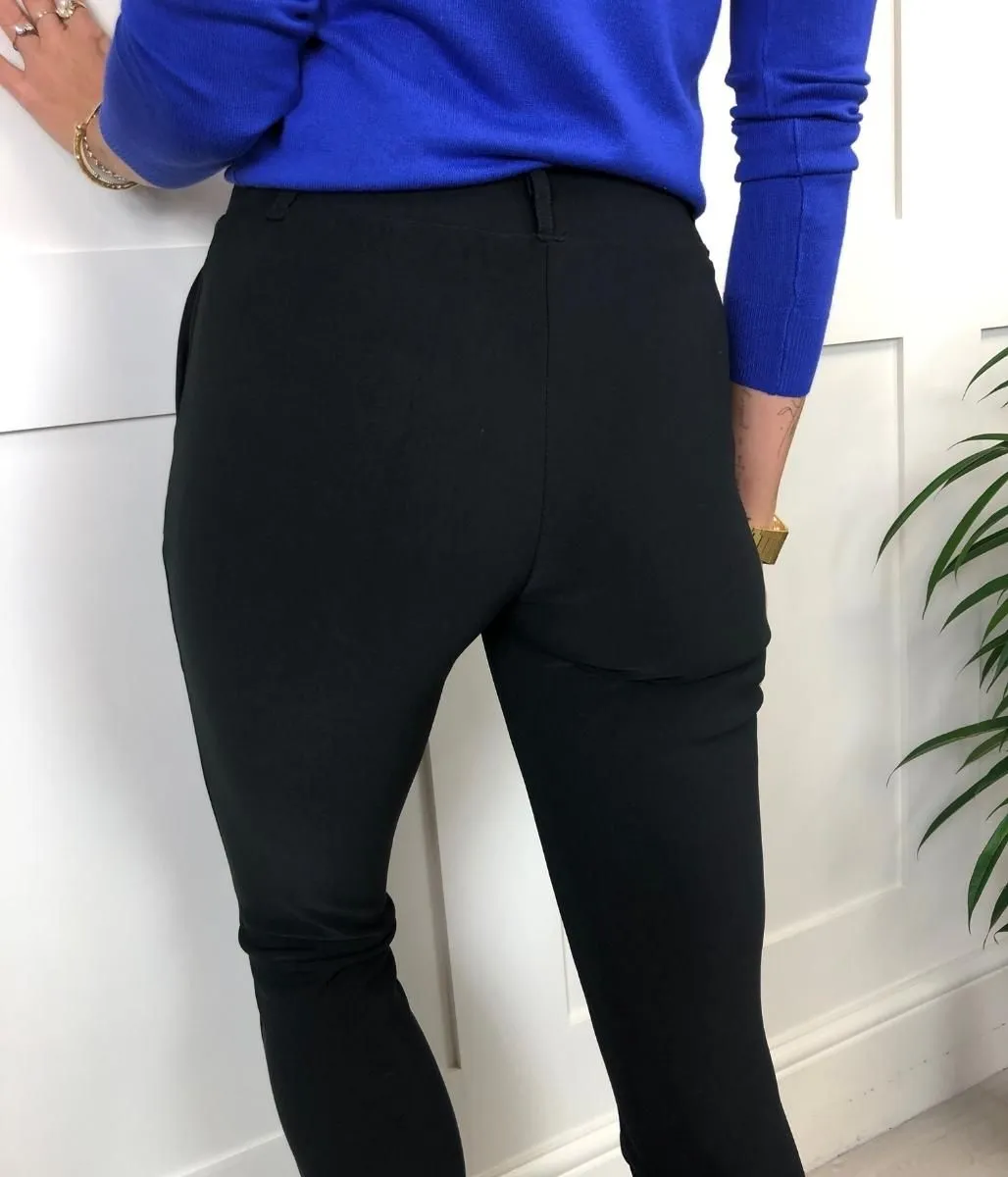 Black Ponte Stretch Trousers