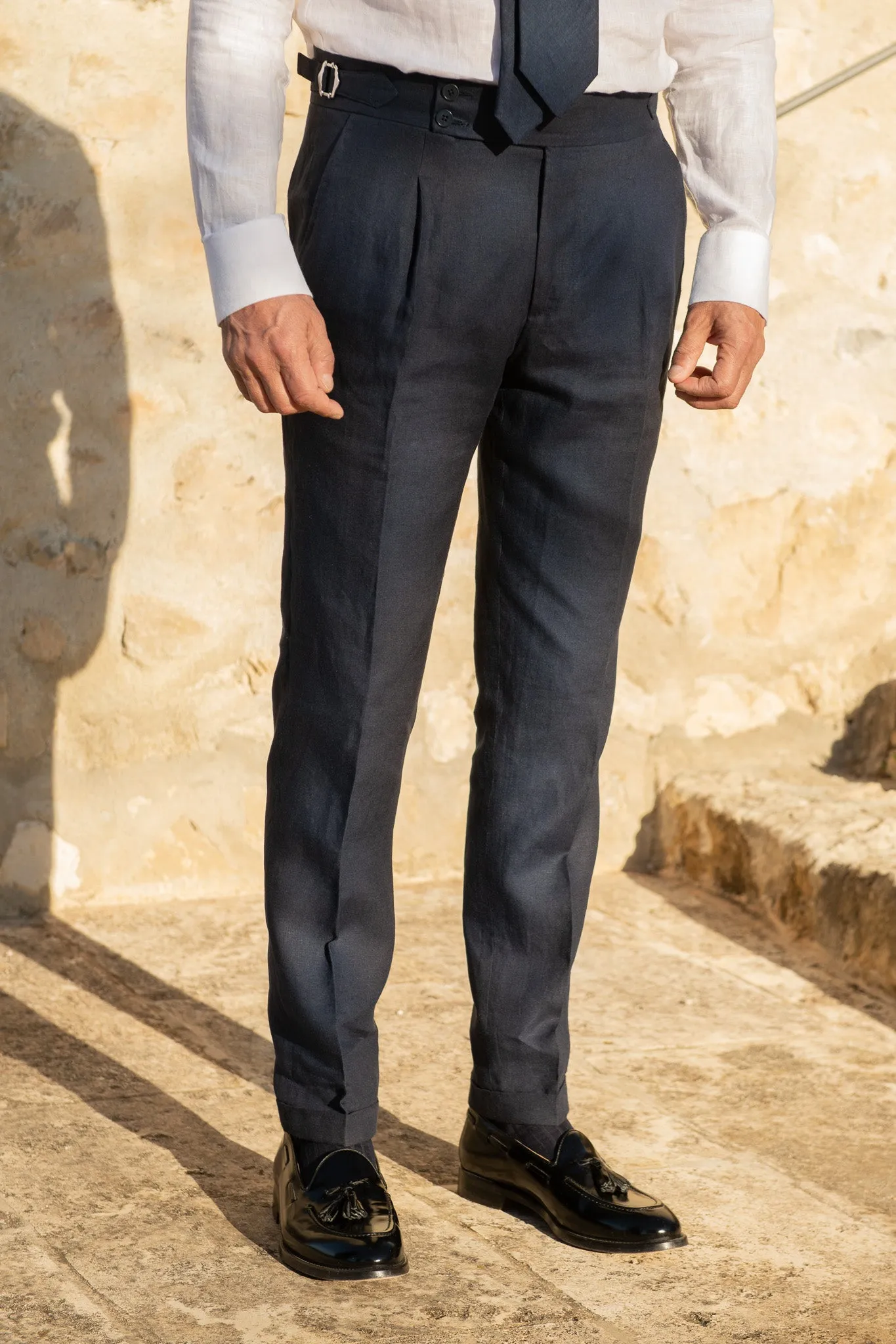 Blue linen trousers "Soragna Capsule Collection" - Made in Italy