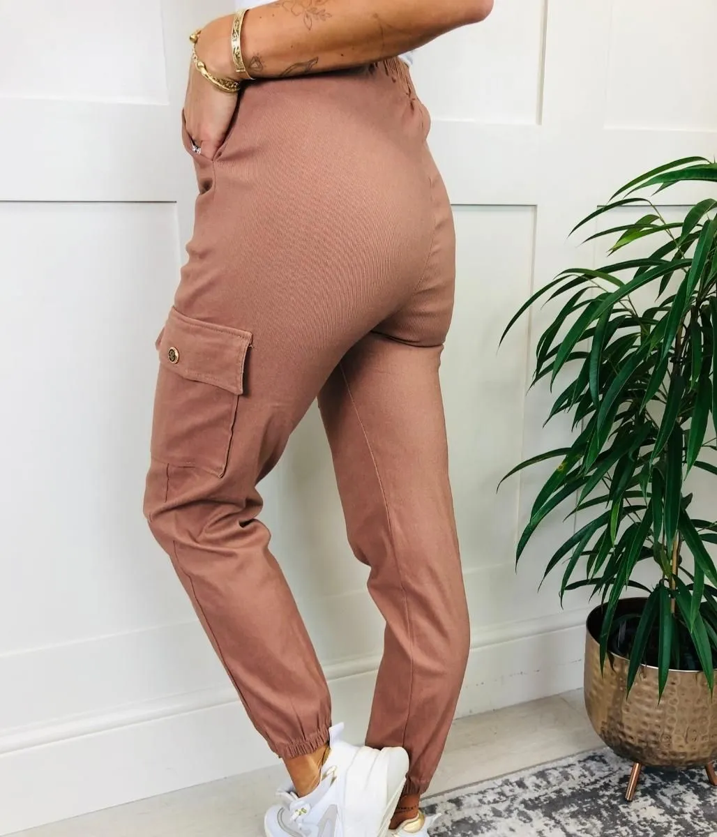 Brown Cuffed Cargo Trousers