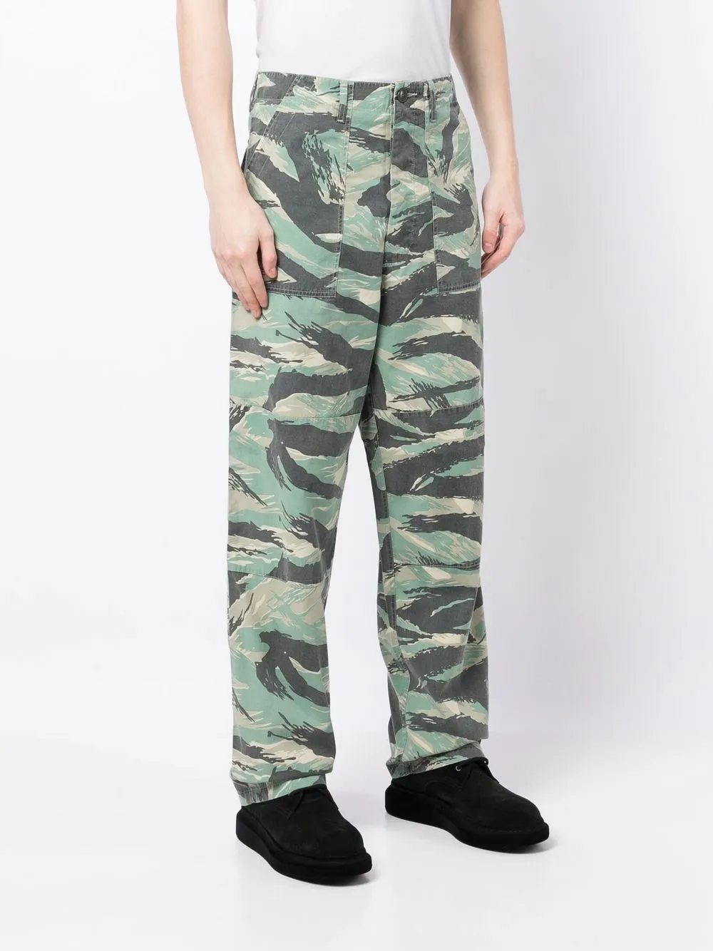 Camouflage-Print Straight-Leg Trousers