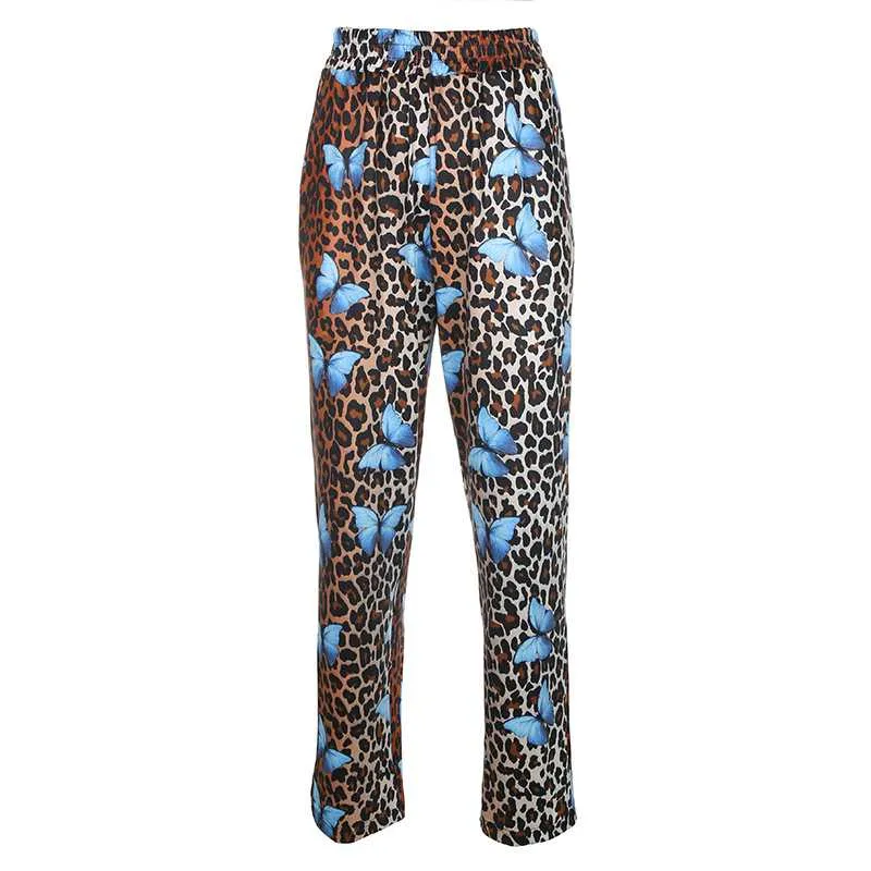 Casual Cow Print Straight Leg Trouser High Waisted Pants