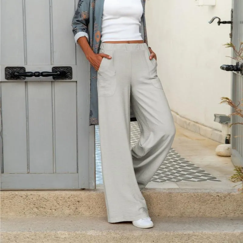 Casual Solid Colour Wide-Leg Pants