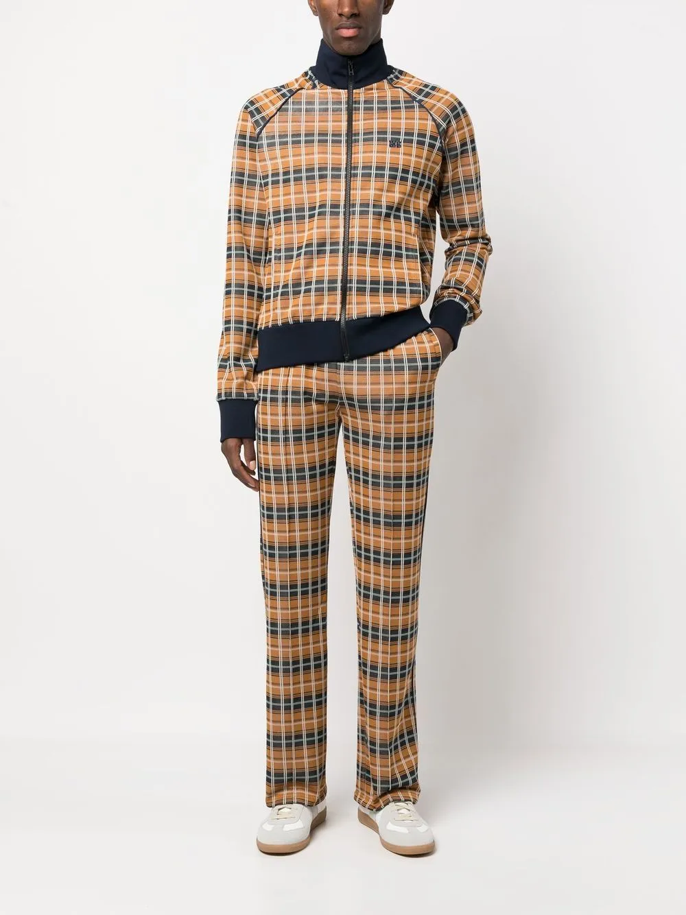 Check-Pattern Straight-Leg Trousers