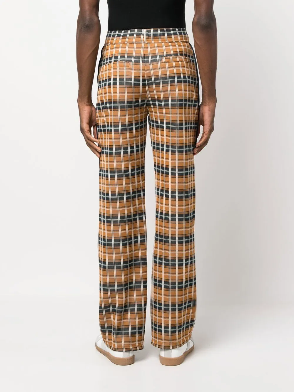 Check-Pattern Straight-Leg Trousers