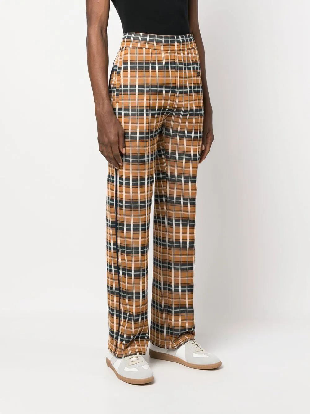 Check-Pattern Straight-Leg Trousers