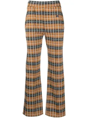 Check-Pattern Straight-Leg Trousers