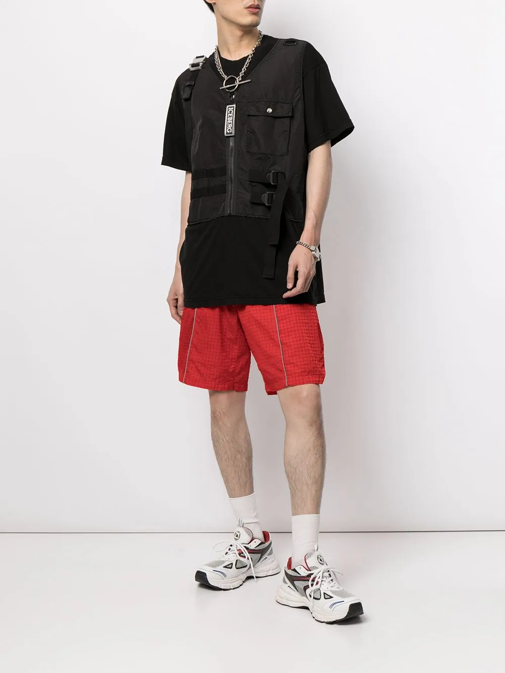 Check-Print Track Shorts