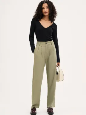 Cinnamon Relaxed Trousers in Mole Green Cotton/Tencel