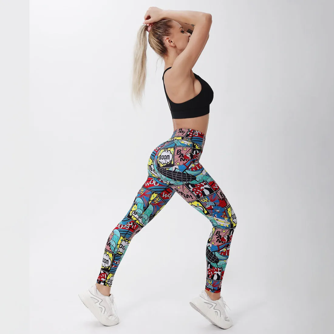 Sure! Here’s an optimized title for the e-commerce product:

Vibrant Comic Print High-Waisted Leggings for Ultimate Comfort and Style

Let me know if you need further modifications!