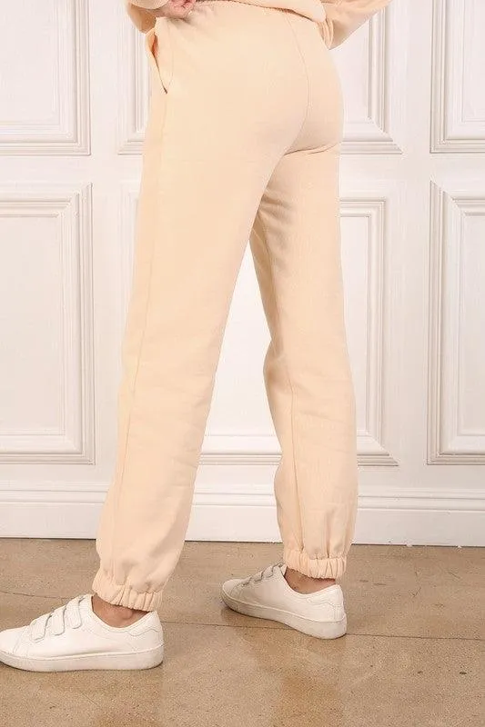 Soft Cream-Colored Sweat Jogger Pants with Comfort Fit