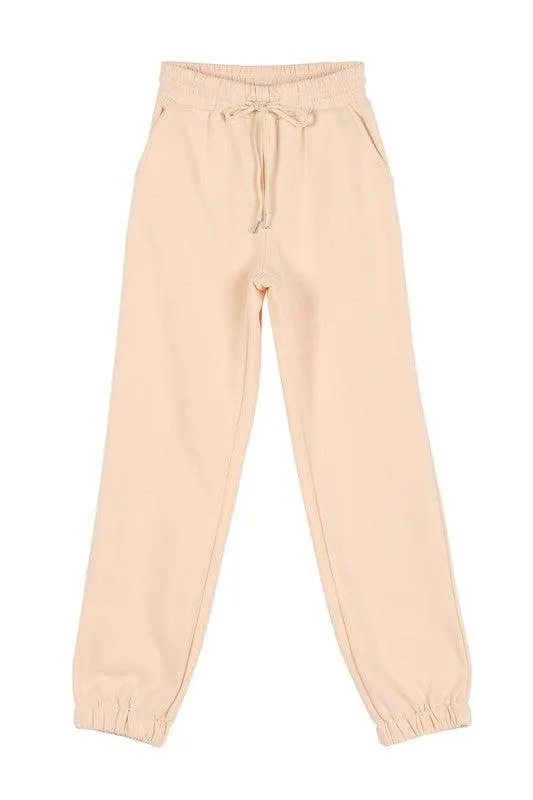 Soft Cream-Colored Sweat Jogger Pants with Comfort Fit