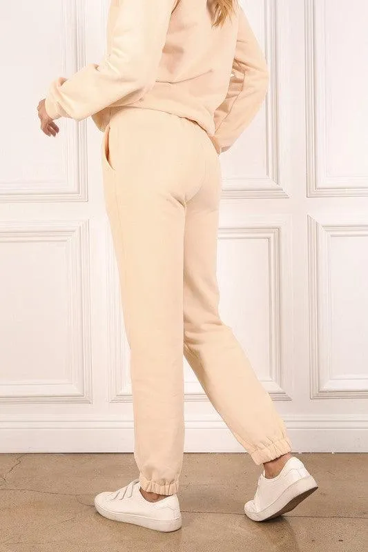 Soft Cream-Colored Sweat Jogger Pants with Comfort Fit