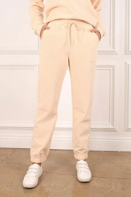 Soft Cream-Colored Sweat Jogger Pants with Comfort Fit