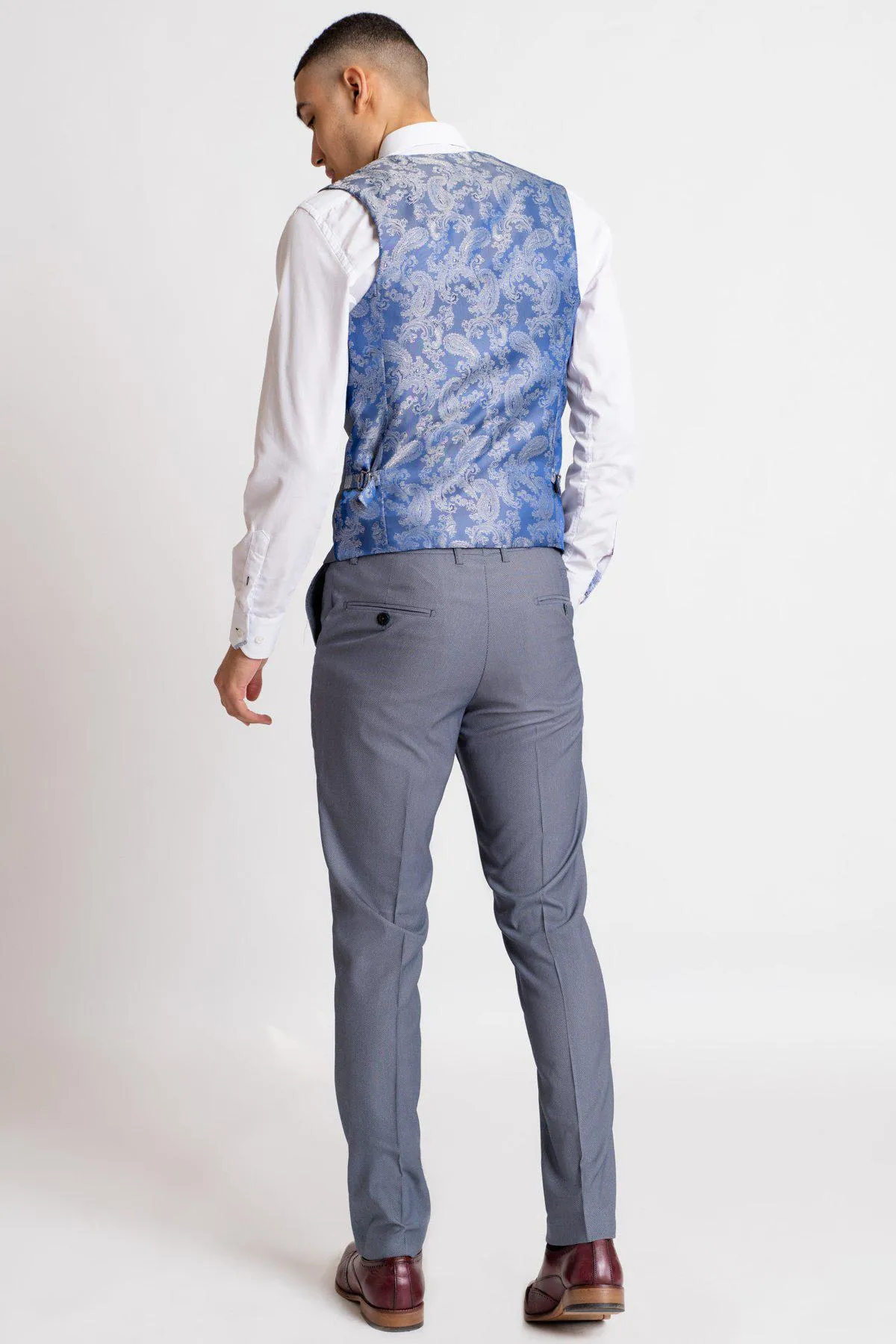 DANNY - Blue Grey Tailored Trousers