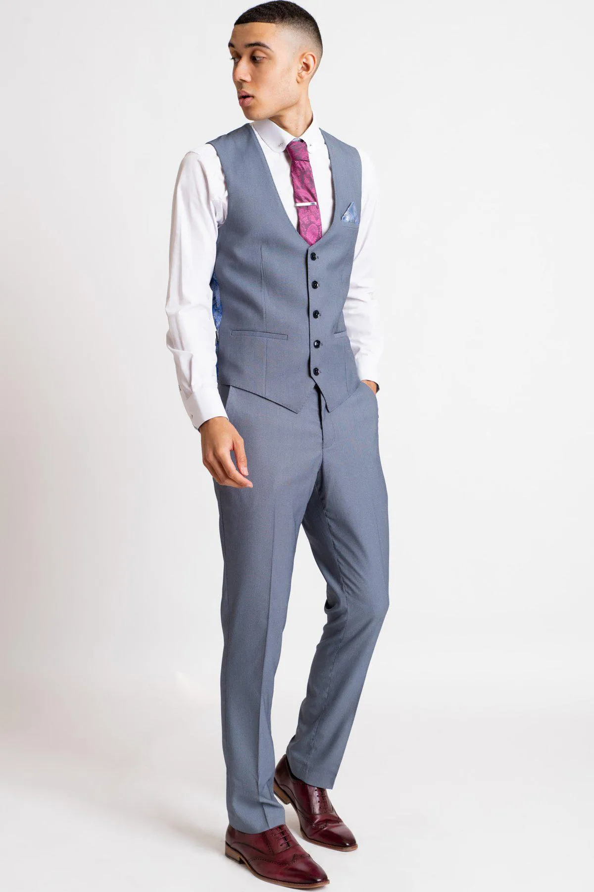 DANNY - Blue Grey Tailored Trousers