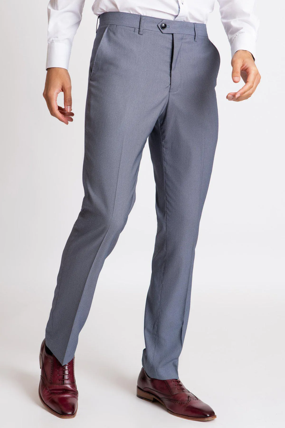 DANNY - Blue Grey Tailored Trousers