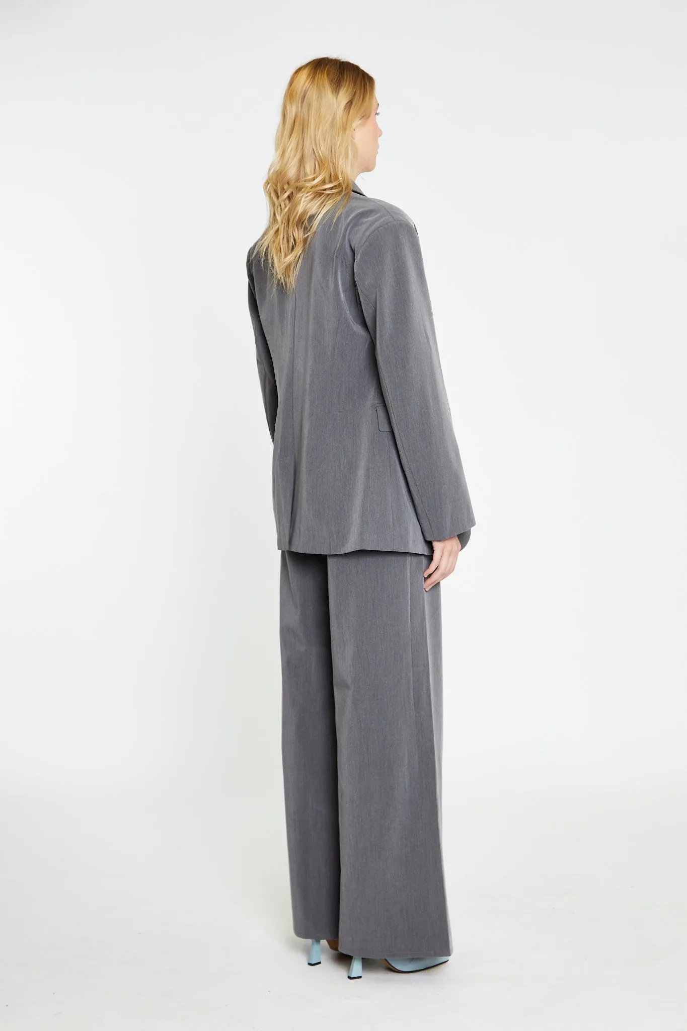 Dark-Grey High-Waisted Wide-Leg Trousers