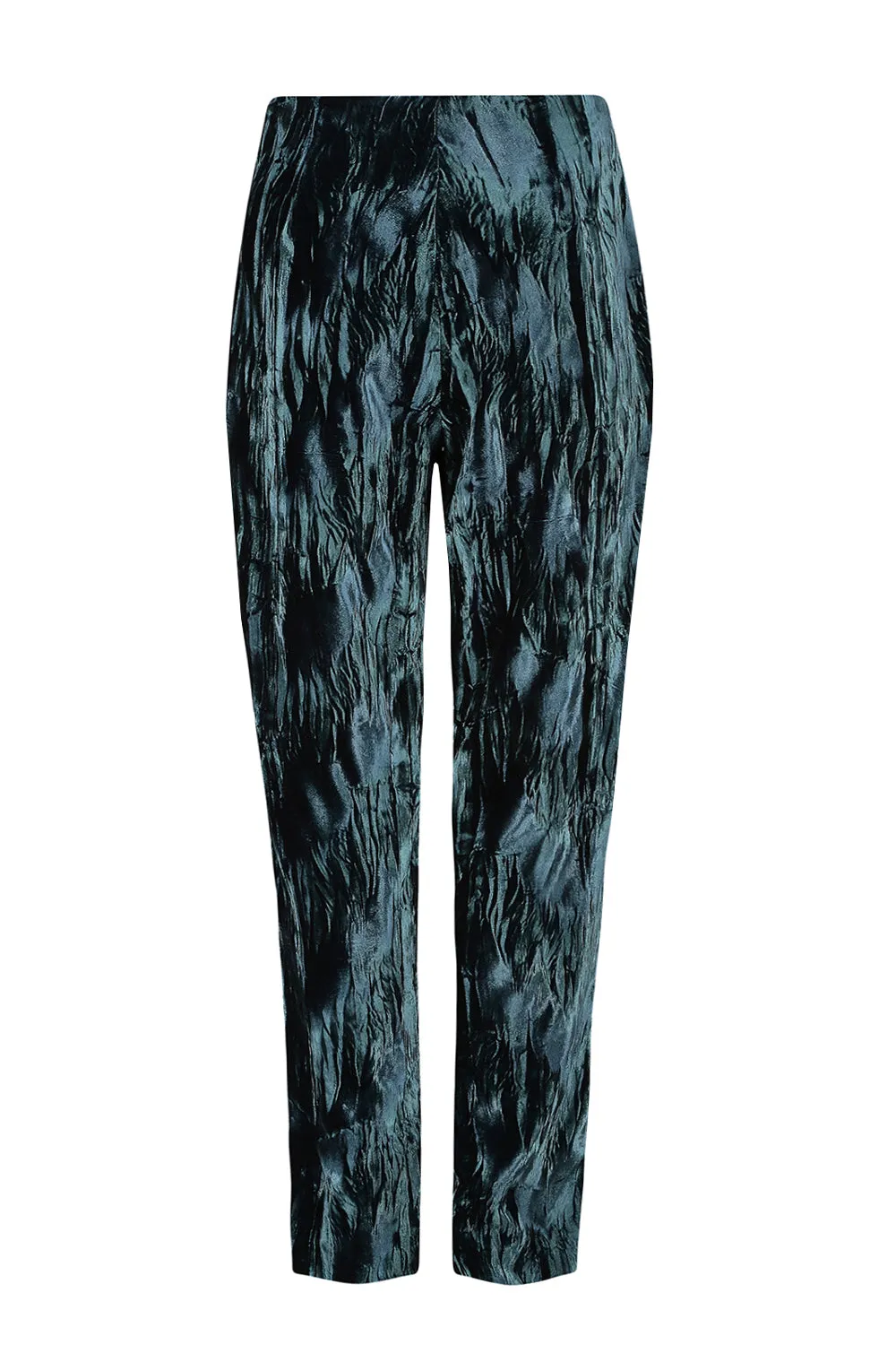 Dark Teal Crushed Velvet Trousers - Phoebe