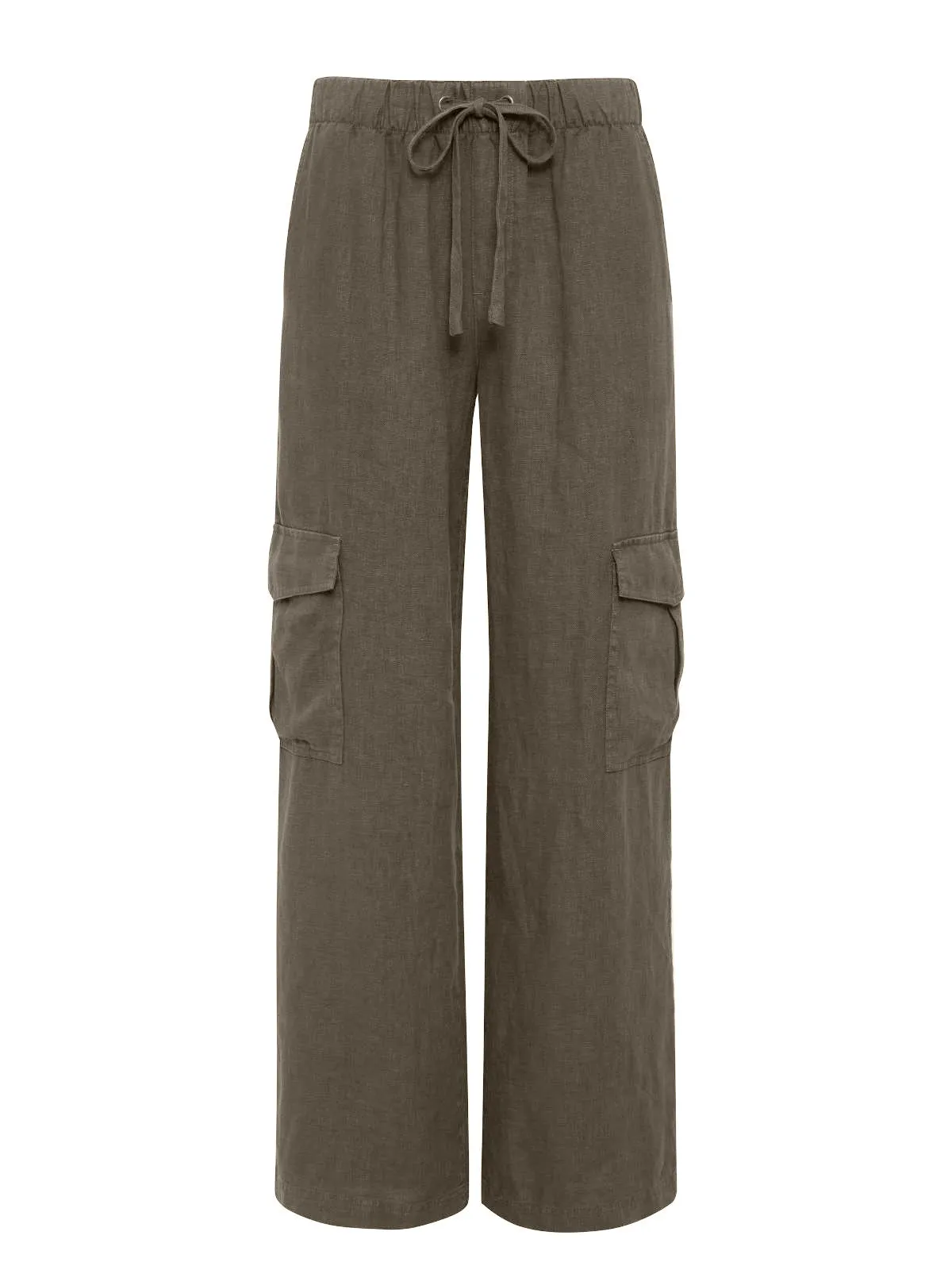 Drift Linen Cargo Semi-High Rise Pant Burnt Olive