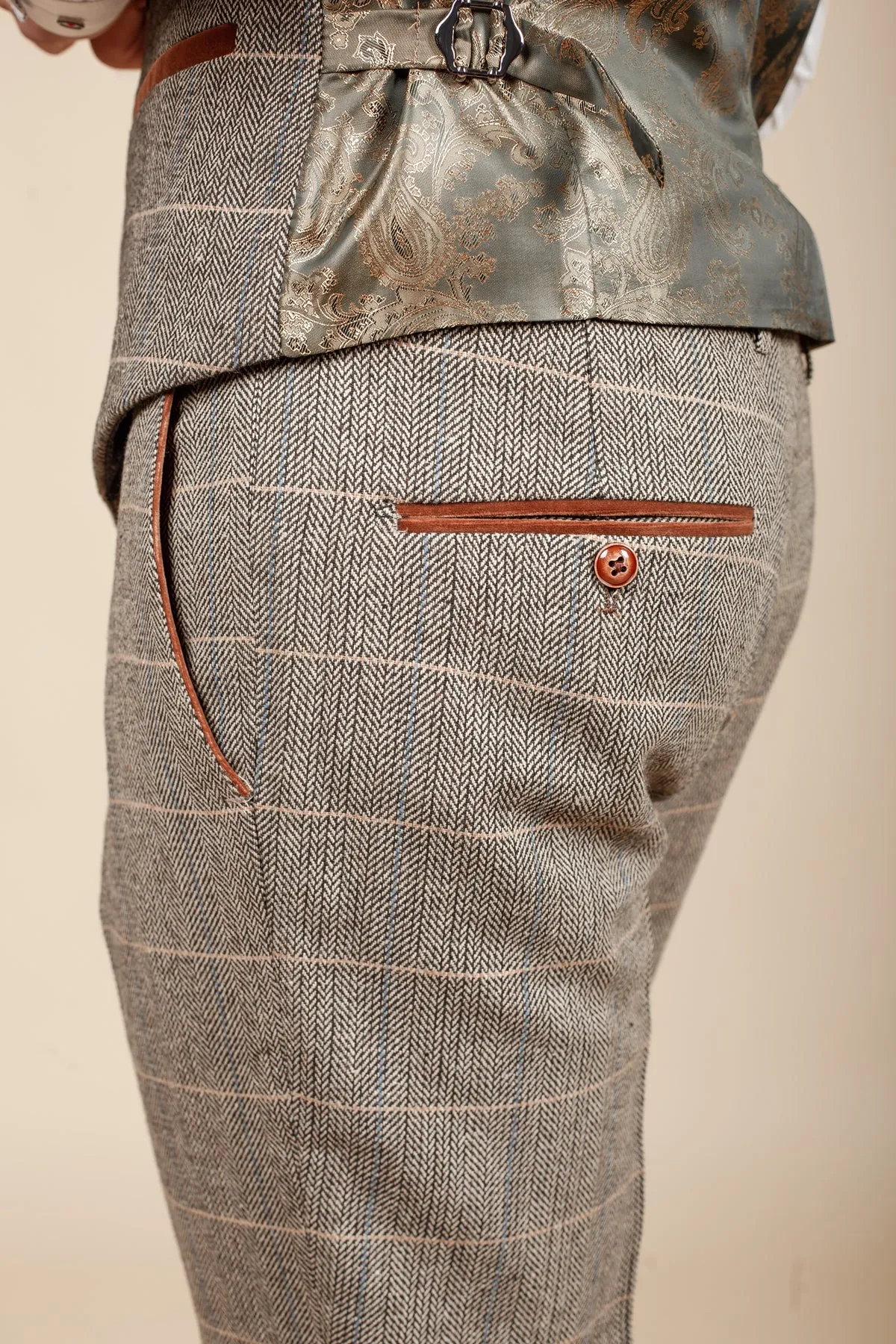 DX7 - Tan Tweed Check Trousers