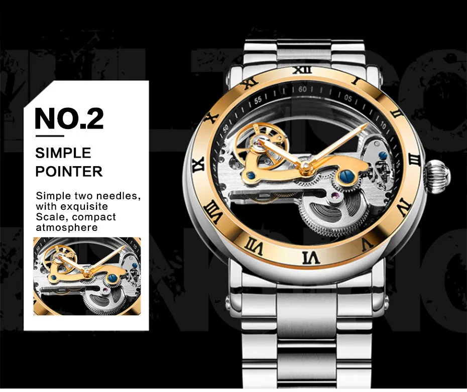 FORSINING Skeleton Automatic Sport Watch