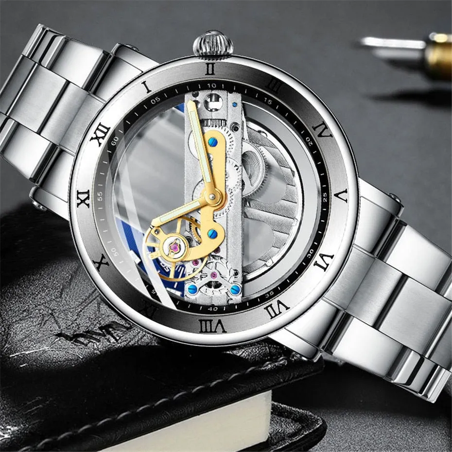 FORSINING Skeleton Automatic Sport Watch