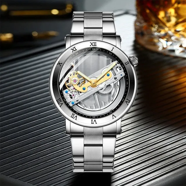 FORSINING Skeleton Automatic Sport Watch