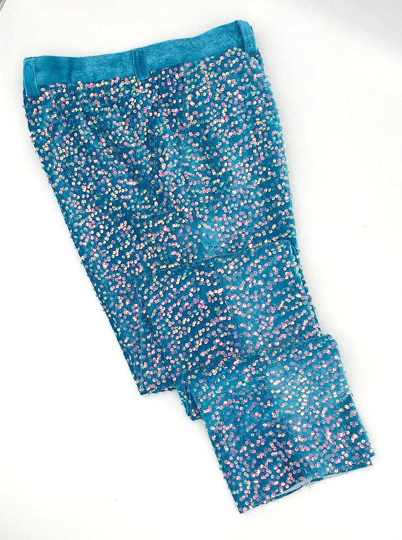 glitter pants men teal