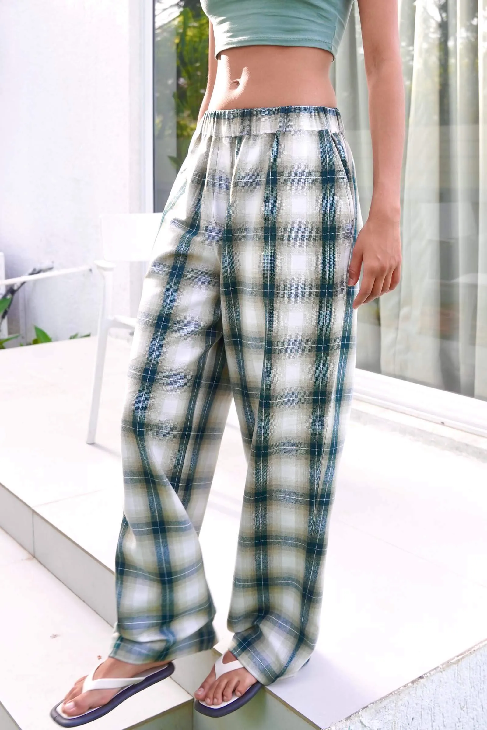 Green Plaid Flannel Pants