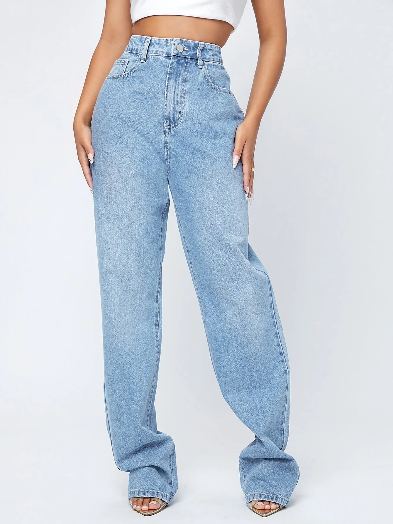 High Waist Straight Leg Jeans