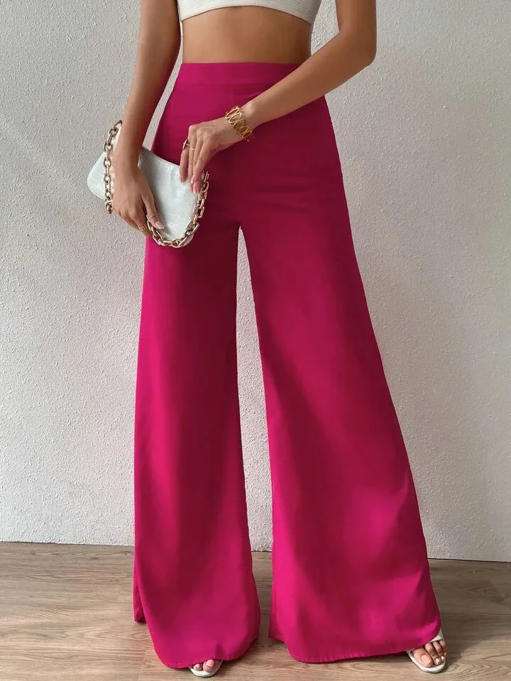 Trendy High Waist Wide Leg Pink Trousers for a Chic Look